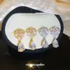 Novos Brincos de Tarraxa Flor de Zircônia Prateada Gota d'Água para Mulheres Brincos com Senso de Design de Nicho Acessórios de Brinco de Moda de Luxo Leve Pingentes de Brinco