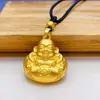 Joias Banhadas a Ouro Pingente de Buda Pingente de Buda Maitreya Colar do Buda Risonho Barrigudo Ouro de Imitação Toque de Luxo Colar Masculino Estilo Antigo