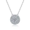 Collar de plata de ley S925 de doble capa con moissanita para mujer, colgante de círculo concéntrico, moderno y versátil, cadena ligera de lujo para la clavícula, venta al por mayor de fábrica