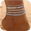 Conjunto de tres piezas de cadena de serpiente plana retorcida de estilo bohemio transfronterizo europeo y americano para mujer, traje playero multicapa de verano