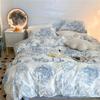 Ins Pintura Coreana con Tinta Algodón Puro Juego de Cuatro Piezas Algodón Abstracto Nicho Funda Nórdica para Cama Sábana Ropa de Cama Sencilla