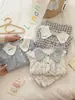 8001 Conjunto de Pijama para Niñas Ropa de Casa 2026 Nuevo Otoño Temprano Algodón Puro Bordado Cuello de Muñeca Manga Larga