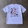 Camiseta de verano Harajuku con cuello redondo y texto estampado "Cuando la naturaleza llama"
