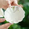 Posavasos de Cerámica con Diseño de Glicinia en Flor de Fábrica, Bandeja de Té, Accesorios para Juego de Té Casero, Portavasos y Platillos de Lujo de Alta Gama