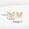 Montura para Pendiente Chapada en Oro de 14 Quilates Trébol de Cuatro Hojas Mariposa Estrella de Cinco Puntas Microincrustada Circonita Imitación Base para Pendiente DIY Accesorio de Joyería Hecho a Mano