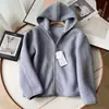 Otoño/Invierno 2026 Chaqueta Casual de Moda Cálida Holgada con Capucha y Cremallera de Lana de Cordero para Mujer 430644
