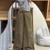Jeans Americano de Cintura Alta Wide-Leg Solto Feminino 2025 Cáqui Petite Reta Comprimento Total Tendência