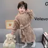 Roupão Infantil Meninos Inverno Flanela Meninos Outono Inverno Fleece Coral Bebê Pijama Infantil Roupa de Casa Roupão de Banho