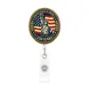 Novo Porta-Crachá 2D Plano de Acrílico para o Dia da Independência Americana com Clipe Retrátil