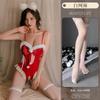 Lencería sexy nueva y divertida vertical con entrepierna abierta, ropa navideña, uniforme de pasión, mono de terciopelo sin tentaciones 8034