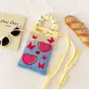 Bolsito Mini Lindo de Verano para Dama Versátil Moda Bolsa para Teléfono Móvil Bolso de Mano Tejido de Dibujos Animados Bolso de Hombro Bolso Cruzado