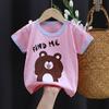 Camiseta para niños Camiseta de verano de manga corta para niños Algodón puro Bebé Niño Top de dibujos animados Niña Nuevo Estilo K