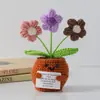 Flor de Tricô de Energia Positiva Transfronteiriça Planta em Vaso Produto Acabado Fio de Lã Flor de Simulação Ornamento de Mesa Boneca de Cartão de Mão