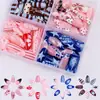 Uñas postizas de estilo europeo y americano de 96 piezas con lunares y rayas de colores contrastantes, piezas de uñas de forma almendrada de longitud media-larga, parches de uñas de moda francesa