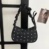 Bolso Sencillo de Hombro para Debajo del Brazo 2026 Otoño Nuevo Bolso de Moda para Mujer Elegante Bolso de Hombro con Estampado de Lazo para Niñas