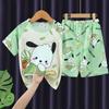Pijama Infantil Verão Manga Curta Estilo Coreano Conjunto Roupas de Casa para Meninos e Meninas Verão para Crianças Grandes Roupas de Bebê para Ar Condicionado Finas