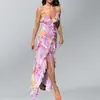 Verão 2026 Amazon Nova Roupa Feminina Europeia e Americana: Vestido Estampado com Alça em V Sexy e Elegante para o Dia a Dia