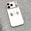 Capa de Celular Ursinho e Gatinho Adequada para iPhone 17 Pro Max, Novo Modelo para Apple 16 Pro, Nicho 15 Pro, 16 Couro