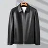 Jaqueta Masculina de Couro PU 2026 Outono/Inverno Gola Lapela Zíper Top para Jovens e Pessoas de Meia-idade Negócios, Casaco Casual de Couro Quente Lavável