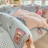 Juego de Ropa de Cama de Cuatro Piezas Grueso de Leche Polar Invierno Clase A Manta con Cremallera de Coral Polar por Ambos Lados Juego de Tres Piezas para Estudiantes de Dormitorio