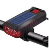 Lâmpada de bicicleta, farol, lâmpada de buzina solar, farol de carregamento USB, lanterna brilhante de bicicleta, equipamento de ciclismo, além-fronteiras