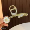 Grampo de cabelo metálico de alta qualidade para mulheres, tamanho grande, novo estilo com strass, prendedor de tubarão premium para penteado, acessório de cabelo