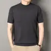 Popular camisa de punto nueva para hombre, suéter de punto fino de manga corta, camiseta básica suave de manga corta para hombre