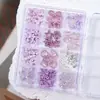 Nueva Caja de 12 Compartimentos con Joyería para Uñas de Resina, Moño, Corazón, Camelia, Perla, Diamante Mixto para Decoración de Uñas