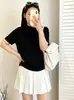 Top versátil de manga corta y cuello alto parcial para mujer de talla grande, colección otoño 2026, para mujeres con figuras más voluminosas, adecuado para usar como capa exterior o como capa interior, suéter de punto