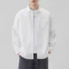 Camisa de Lino de Imitación de Manga Larga Estilo Old Money para Hombre, Nueva Chaqueta Ligera Holgada Japonesa para Primavera y Otoño con Cuello de Solapa