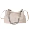 2026 Nova Bolsa Bordada com Padrão de Losangos Feminina Mori Meng Bolsa Tote com Corrente Moda Casual Versátil para o Dia a Dia Crossbody Bolsa Grande