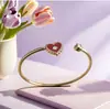 Pulseira Aberta Coração em Aço Titânio Estilo Ins para Mulheres, Moda Nicho com Toque de Luxo, Joia de Pulseira que Não Desbota, Personalizável