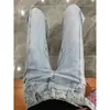 Cinturón azul claro micro acampanado Jeans rectos de alta calle americana para mujer, pantalones largos holgados de cintura alta de pierna ancha adelgazantes