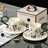 Selección TransfronterizaJuego de Taza y Platillo de Cerámica para Café, Taza para Beber Té de la Tarde, Taza de Alto Valor, Taza de Lujo Ligero