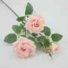 Rosa Simulação Haste Única Multi-cabeça Toque Real Rosa Casamento Flor Simulação Ornamento Sala de Estar Fotografia Flor Artificial Flor de Seda Atacado