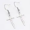 Pendientes de Acero Inoxidable con Forma de Cruz y Corazón, Colgantes Largos, Diseño de Lujo Ligero, Letras Inglesas Plateadas