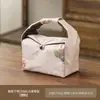 Bolsa para Conjunto de Chá de Seda Xiangyun Espessa Acolchoada de Algodão Estilo Chinês, Bolsa Portátil de Viagem para Armazenamento de Conjunto de Chá com Compartimentos