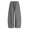 Pantalones Deportivos Casuales de Color Sólido para Hombre Otoño Holgados Moda Urbana Versátiles Simples Cordón Pierna Ancha Largos