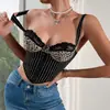 Chaleco pequeño de mujer transfronterizo con escote bajo, encaje de leopardo, espalda descubierta, tirantes, aro de acero a rayas, estilo europeo y americano, 7790