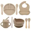 Juego de Vajilla Infantil de Amazon, Juego de Nueve Piezas para Complemento Alimenticio de Bebé, Vajilla de Silicona para Alimentar, Juego de Comida de Grado Alimenticio para Madre e Hijo