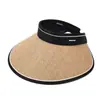 Visera de Verano para Mujer, Sombrero de Sol para Protección Solar al Aire Libre, Tendencia Plegable de Paja Transpirable con Ala Ancha para Playa