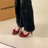 Sapatos Mary Jane Estilo Francês 6682-H91 para Mulheres, Bico Baixo com Laço, Tira com Fivela Dupla, Salto Alto Fino de Couro Envernizado para o Trabalho