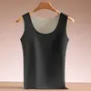Chaleco Térmico Sin Costuras para Mujer, Camiseta Interior de Talla Grande con Forro de Felpa de Cachemira y Seda, Ropa Interior Térmica, Top Ajustado para Mujer