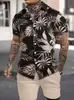 Camisa respirável e fresca de manga curta com caimento sedoso, top sem amassar, camisa casual de manga curta com estampa digital para homens