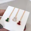 Collar de Calabaza Pequeña Versión Seiko para Mujer Cadena para Clavícula de Oro Rosa de 18 Quilates Chapado Grueso en Oro Ágata Negra Joyería de la Suerte Carniola