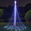 Luces de Cadena de Estrella de Cinco Puntas Modelo Nuevo Transfronterizas Cascada Luces Fluyentes Decoración Festiva Navideña Jardín Estrella Cadena de Luces Parpadeantes