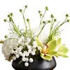Mesa de centro floral simulada de lujo de alta gama, mesa de comedor para sala de estar, adornos de flores artificiales, jarrón geométrico creativo, decoración de hotel, arreglo floral