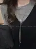 Colar Longo Extensível Imperatriz Saturno Prateado para Mulheres 2025 Novo Estilo Quente Acessório de Corrente para Suéter de Luxo Leve de Alta Qualidade