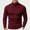 Suéter para Hombre Otoño/Invierno 2026, Tejido de Punto de Manga Larga de Cuello Alto, Estilo Europeo y Americano, Camiseta Básica de Punto Trenzado de Color Sólido Cálido