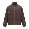 Chaqueta ARES de Cuero Melánico y Gamuza con Cuello Alto para Hombre Hebilla Metálica Cremallera Retro Americana Abrigo Otoño Ropa Nueva para Hombre